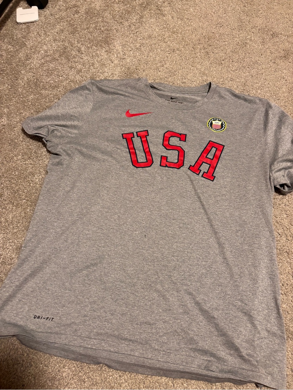 Nike Gray Short Sleeve Tee with Red USA Logo